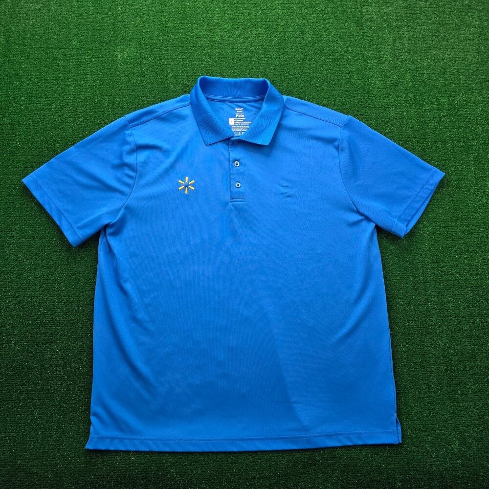 Walmart Polo‎ Shirt Mens Large Blue Short Sleeve Employee Uniform Work Wear